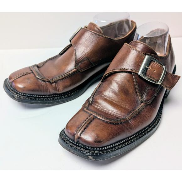 Dominus Monk Strap Dressy Loafers MENS SIZE EU 41 US 8 Caramel Leather Italy - Picture 1 of 6
